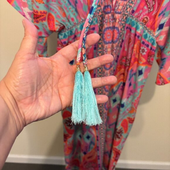 Umgee Pink Paisley Beach Pool Coverup Dress Maxi - Picture 9 of 10